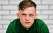 25 June 2019; Andy Lyons poses for a portrait during a Republic of Ireland Under-19 squad press conference at the FAI National Training Centre in Abbotstown, Dublin. Photo by Brendan Moran/Sportsfile