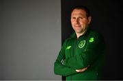 25 June 2019; Manager Tom Mohan poses for a portrait during a Republic of Ireland Under-19 squad press conference at the FAI National Training Centre in Abbotstown, Dublin. Photo by Brendan Moran/Sportsfile