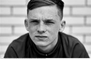 25 June 2019; (EDITORS NOTE; Image was converted to black and white) Andy Lyons poses for a portrait during a Republic of Ireland Under-19 squad press conference at the FAI National Training Centre in Abbotstown, Dublin. Photo by Brendan Moran/Sportsfile