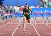 25 June 2019; Gerard O'Donnell of Ireland crosses the line to finish second in the Men's 100m hurdles during Dynamic New Athletics quarter-final match two at Dinamo Stadium on Day 5 of the Minsk 2019 2nd European Games in Minsk, Belarus.