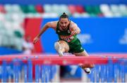 25 June 2019; Gerard O'Donnell of Ireland on his way to finishing second in the Men's 100m hurdles during Dynamic New Athletics quarter-final match two at Dinamo Stadium on Day 5 of the Minsk 2019 2nd European Games in Minsk, Belarus.