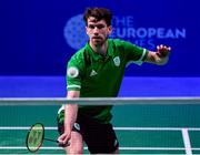 26 June 2019; Joshua Magee of Ireland in action against Kristjan Kaljurand and Paul Kasner of Estonia during the Men's Badminton Singles group stage match at Falcon Club on Day 6 of the Minsk 2019 2nd European Games in Minsk, Belarus. Photo by Seb Daly/Sportsfile