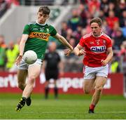 22 June 2019; Diarmuid O'Connor of Kerry in action against Liam O’Donovan of Cork during the Munster GAA Football Senior Championship Final match between Cork and Kerry at Páirc Ui Chaoimh in Cork.  Photo by Brendan Moran/Sportsfile