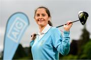 26 June 2019; AIG Insurance, proud sponsor of the Golfing Union of Ireland and Irish Ladies Golf Union, today launched this year’s AIG Cups & Shields in GUI National Headquarters with the help from AIG Senior Foursomes champion, Eleanor Metcalfe, 2018 AIG Irish Close Champion, Robbie Cannon and Dublin GAA stars Eoghan O’Donnell and Kevin McManamon. AIG Insurance is offering exclusive discount to GUI and ILGU members. For a quote, go to www.aig.ie/golfer or call 1890 405 405 and see how much you could save! Pictured at the AIG Insurance GUI & ILGU Cups & Shields Launch at Carton House in Maynooth is Eleanor Metcalfe of Laytown and Bettystown Golf Club. Photo by Sam Barnes/Sportsfile