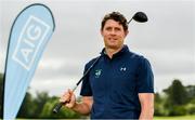 26 June 2019; AIG Insurance, proud sponsor of the Golfing Union of Ireland and Irish Ladies Golf Union, today launched this year’s AIG Cups & Shields in GUI National Headquarters with the help from AIG Senior Foursomes champion, Eleanor Metcalfe, 2018 AIG Irish Close Champion, Robbie Cannon and Dublin GAA stars Eoghan O’Donnell and Kevin McManamon. AIG Insurance is offering exclusive discount to GUI and ILGU members. For a quote, go to www.aig.ie/golfer or call 1890 405 405 and see how much you could save! Pictured at the AIG Insurance GUI & ILGU Cups & Shields Launch at Carton House in Maynooth is Robbie Cannon of Balbriggan Golf Club. Photo by Sam Barnes/Sportsfile