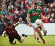 22 June 2019; Aidan O'Shea of Mayo in action against Donal O'Hare of Down  during the GAA Football All-Ireland Senior Championship Round 2 match between Down and Mayo at Pairc Esler in Newry, Down.  Photo by Oliver McVeigh/Sportsfile