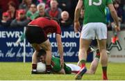 22 June 2019; Brendan Harrison of Mayo in action against Connaire Harrison of Down during the GAA Football All-Ireland Senior Championship Round 2 match between Down and Mayo at Pairc Esler in Newry, Down. Photo by Oliver McVeigh/Sportsfile