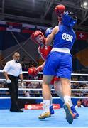 26 June 2019; Aoife O'Rourke of Ireland, left, in action against Lauren Price of Great Britain during their Women’s Middleweight quarter-final bout at Uruchie Sports Palace on Day 6 of the Minsk 2019 2nd European Games in Minsk, Belarus. Photo by Seb Daly/Sportsfile
