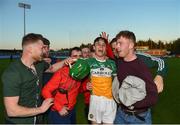 26 June 2019; John Murphy of Offaly celebrates with supporters following the Bord Gais Energy Leinster GAA Hurling U20 Championship quarter-final match between Dublin and Offaly at Parnell Park in Dublin. Photo by Eóin Noonan/Sportsfile