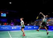 27 June 2019; Samuel Magee, right, and Chloe Magee of Ireland in action against Krestina Silich and Aliaksei Konakh of Belarus during their Mixed Badminton Doubles group stage match at Falcon Club on Day 7 of the Minsk 2019 2nd European Games in Minsk, Belarus. Photo by Seb Daly/Sportsfile