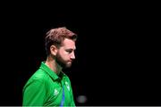 27 June 2019; Ireland Badminton coach Daniel Magee during the Mixed Badminton Doubles group stage match between Chloe Magee and Samuel Magee of Ireland and Krestina Silich and Aliaksei Konakh of Belarus at Falcon Club on Day 7 of the Minsk 2019 2nd European Games in Minsk, Belarus. Photo by Seb Daly/Sportsfile