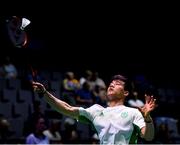 27 June 2019; Nhat Nguyen of Ireland in action against Toby Penty of Great Britain during their Men's Badminton Singles Round of 16 match at Falcon Club on Day 7 of the Minsk 2019 2nd European Games in Minsk, Belarus. Photo by Seb Daly/Sportsfile