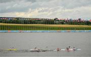 27 June 2019; A view of the field during the Women's Canoe Sprint K1 5000m Final at Zaslavl Regatta Course on Day 7 of the Minsk 2019 2nd European Games in Minsk, Belarus. Photo by Seb Daly/Sportsfile