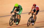 27 June 2019; Felix English of Ireland, left, competes in the Men's Track Cycling Scratch Race Final at Minsk Arena Velodrome on Day 7 of the Minsk 2019 2nd European Games in Minsk, Belarus. Photo by Seb Daly/Sportsfile