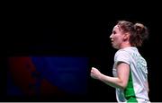 28 June 2019; Chloe Magee of Ireland celebrates winning a point during the Mixed Badminton Doubles quarter-final match against Robin Tabeling and Piek Selena of Netherlands at Falcon Club on Day 8 of the Minsk 2019 2nd European Games in Minsk, Belarus. Photo by Seb Daly/Sportsfile
