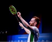 28 June 2019; Samuel Magee of Ireland celebrates following victory for himself and sister Chloe Magee in their Mixed Badminton Doubles quarter-final match against Robin Tabeling and Piek Selena of Netherlands at Falcon Club on Day 8 of the Minsk 2019 2nd European Games in Minsk, Belarus. Photo by Seb Daly/Sportsfile