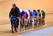 28 June 2019; Robyn Stewart of Ireland, far right, competing in the Women's Track Cycling Kierin 1st Round at Minsk Arena Velodrome on Day 8 of the Minsk 2019 2nd European Games in Minsk, Belarus. Photo by Seb Daly/Sportsfile