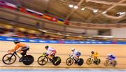 28 June 2019; Sophie Ellen Capewell of Great Britain, centre, competes in the Women's Track Cycling Kierin 1st Round at Minsk Arena Velodrome on Day 8 of the Minsk 2019 2nd European Games in Minsk, Belarus. Photo by Seb Daly/Sportsfile