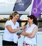 27 June 2019; Joanne Murphy of Tri Talking Sport, left, and Karen Golden from Galway Simon Community after the Grant Thornton Corporate 5K Team Challenge Galway at Ballybrit Racecourse in Galway. Photo by Diarmuid Greene/Sportsfile