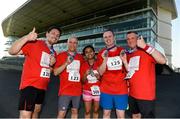 27 June 2019; Petre Stefanov, David Vale, Lizelle Mee, Ray McCarthy, and John Durcan from Cerenovus after the Grant Thornton Corporate 5K Team Challenge Galway at Ballybrit Racecourse in Galway. Photo by Diarmuid Greene/Sportsfile