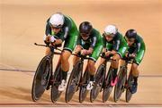 28 June 2019; Mia Griffin, Lydia Gurley, Shannon McCurley and Orla Walsh of Ireland compete in the Women's Track Cycling Team Pursuit final at Minsk Arena Velodrome on Day 8 of the Minsk 2019 2nd European Games in Minsk, Belarus. Photo by Seb Daly/Sportsfile