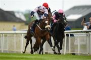 28 June 2019; Roman Turbo, left, with Ronan Whelan up, races clear of Papa Bear, centre, with Shane Foley up, and Dark Vadar, Donnacha O'Brien up, on their way to winning the Barronstown Stud Irish EBF Maiden race during day two of the Irish Derby Festival at The Curragh Racecourse in Kildare. Photo by Barry Cregg/Sportsfile