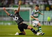 28 June 2019; Jack Byrne of Shamrock Rovers in action against Seán Murray of Dundalk during the SSE Airtricity League Premier Division match between Shamrock Rovers and Dundalk at Tallaght Stadium in Dublin. Photo by Eóin Noonan/Sportsfile