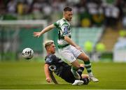 28 June 2019; Jack Byrne of Shamrock Rovers in action against Seán Murray of Dundalk during the SSE Airtricity League Premier Division match between Shamrock Rovers and Dundalk at Tallaght Stadium in Dublin. Photo by Eóin Noonan/Sportsfile