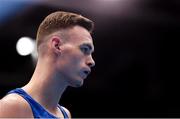 28 June 2019; Michael Nevin of Ireland prior to his Men's Middleweight semi-final bout against Salvatore Cavallaro of Italy at Minsk Arena Velodrome on Day 8 of the Minsk 2019 2nd European Games in Minsk, Belarus. Photo by Seb Daly/Sportsfile