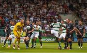 28 June 2019; Daniel Carr of Shamrock Rovers has a shot on goal saved by Gary Rogers of Dundalk during the SSE Airtricity League Premier Division match between Shamrock Rovers and Dundalk at Tallaght Stadium in Dublin. Photo by Eóin Noonan/Sportsfile