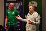 28 June 2019; Robbie De Courcy, Development Officer, FAI, and Jamie Adams, during the Breakthrough Performance Awards 2019 at the South Dublin County Council Chambers in Tallaght, Dublin. Photo by Ramsey Cardy/Sportsfile