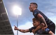 28 June 2019; Seán Gannon, left, of Dundalk celebrates with team-mate Patrick McEleney after scoring his side's first goal during the SSE Airtricity League Premier Division match between Shamrock Rovers and Dundalk at Tallaght Stadium in Dublin. Photo by Eóin Noonan/Sportsfile