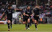 28 June 2019; Seán Gannon of Dundalk celebrates with team-mates after scoring his side's first goal during the SSE Airtricity League Premier Division match between Shamrock Rovers and Dundalk at Tallaght Stadium in Dublin. Photo by Eóin Noonan/Sportsfile