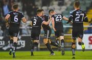 28 June 2019; Michael Barker of Bohemians, no.23, celebrates with team-mates after scoring his side's second goal during the SSE Airtricity League Premier Division match between Waterford and Bohemians at the RSC in Waterford. Photo by Diarmuid Greene/Sportsfile