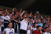 28 June 2019; Dundalk supporters celebrate following the SSE Airtricity League Premier Division match between Shamrock Rovers and Dundalk at Tallaght Stadium in Dublin. Photo by Eóin Noonan/Sportsfile