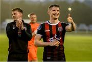 28 June 2019; Ryan Swan of Bohemians celebrates after the SSE Airtricity League Premier Division match between Waterford and Bohemians at the RSC in Waterford. Photo by Diarmuid Greene/Sportsfile