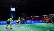 29 June 2019; Chloe Magee and Samuel Magee of Ireland in action against Gabrielle Adcock and Chris Adcock during their Mixed Badminton Doubles semi-final match at Falcon Club on Day 9 of the Minsk 2019 2nd European Games in Minsk, Belarus. Photo by Seb Daly/Sportsfile