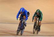 29 June 2019; Robyn Stewart of Ireland, right, competes against Miriam Vece of Italy in the Women’s Track Cycling Sprint preliminary round at Minsk Arena Velodrome on Day 9 of the Minsk 2019 2nd European Games in Minsk, Belarus. Photo by Seb Daly/Sportsfile