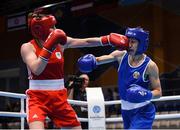 29 June 2019; Michaela Walsh of Ireland, left, in action against Stanimira Petrova of Bulgaria during their Women’s Featherweight final bout at Uruchie Sports Palace on Day 9 of the Minsk 2019 2nd European Games in Minsk, Belarus. Photo by Seb Daly/Sportsfile