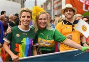 29 June 2019; Former Ladies Football All Star Valerie Mulcahy, comedian Katherine Lynch and singer-songwriter and author Brian Kennedy among the GAA group during the Dublin Pride Parade 2019 at O'Connell Street in Dublin. Photo by Ray McManus/Sportsfile