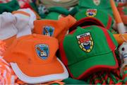 29 June 2019; Hats of Mayo and Armagh are seen prior to the GAA Football All-Ireland Senior Championship Round 3 match between Mayo and Armagh at Elverys MacHale Park in Castlebar, Mayo. Photo by Ben McShane/Sportsfile