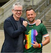29 June 2019; Barrister, Gaelic football analyst and former Derry player Joe Brolly with GAA intercounty referee David Gough in attendance, at Croke Park, Dublin, before setting off to join the Dublin Pride Parade 2019  Photo by Ray McManus/Sportsfile