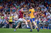 29 June 2019; Ger Egan of Westmeath and Aaron Fitzgerald of Clare tussle off the ball during the GAA Football All-Ireland Senior Championship Round 3 match between Westmeath and Clare at TEG Cusack Park in Mullingar, Westmeath. Photo by Sam Barnes/Sportsfile