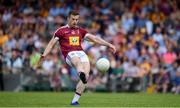 29 June 2019; Ger Egan of Westmeath scores a free during the GAA Football All-Ireland Senior Championship Round 3 match between Westmeath and Clare at TEG Cusack Park in Mullingar, Westmeath. Photo by Sam Barnes/Sportsfile