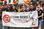 29 June 2019; Cork Rebels Football Club members during the Dublin Pride Parade 2019 at O'Connell Street in Dublin. Photo by Ray McManus/Sportsfile