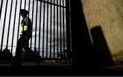 29 June 2019; A member of An Garda Síochána makes his way into O'Moore Park ahead of the GAA Football All-Ireland Senior Championship Round 3 match between Laois and Offaly at O'Moore Park in Portlaoise, Laois. Photo by Eóin Noonan/Sportsfile