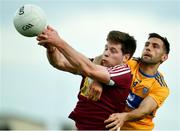 29 June 2019; Callum McCormack of Westmeath in action against Gordon Kelly of Clare during the GAA Football All-Ireland Senior Championship Round 3 match between Westmeath and Clare at TEG Cusack Park in Mullingar, Westmeath. Photo by Sam Barnes/Sportsfile