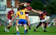29 June 2019; Denis Corroon of Westmeath is tackled by Cathal O'Connor of Clare during the GAA Football All-Ireland Senior Championship Round 3 match between Westmeath and Clare at TEG Cusack Park in Mullingar, Westmeath. Photo by Sam Barnes/Sportsfile