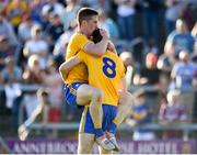 29 June 2019; Eoin Cleary, left, and Gary Brennan of Clare celebrate at the final whistle following the GAA Football All-Ireland Senior Championship Round 3 match between Westmeath and Clare at TEG Cusack Park in Mullingar, Westmeath. Photo by Sam Barnes/Sportsfile