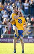 29 June 2019; Eoin Cleary, left, and Gary Brennan of Clare celebrate at the final whistle following the GAA Football All-Ireland Senior Championship Round 3 match between Westmeath and Clare at TEG Cusack Park in Mullingar, Westmeath. Photo by Sam Barnes/Sportsfile